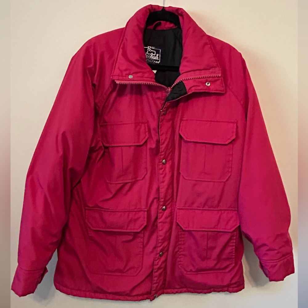 Woolrich Women’s Jacket Pink Full‎ Zip Long Sleeve Vintage Parka Coat Size XL